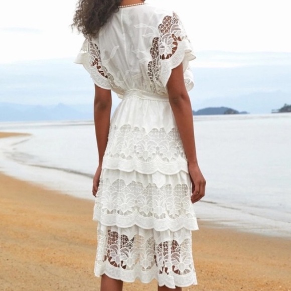 FARM Rio Richelier Midi Dress in White - Picture 2 of 6